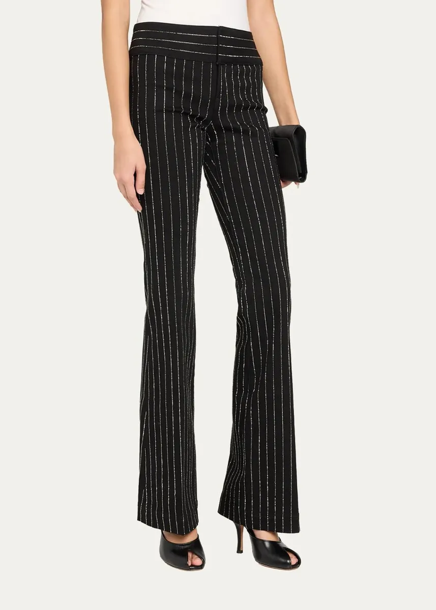 Alice + Olivia Hot Embelleshed Pinstripe Bootcut-Leg Jeans | Thumbnail 4 Alice + Olivia Hot Embelleshed Pinstripe Bootcut-Leg Jeans | Thumbnail 4