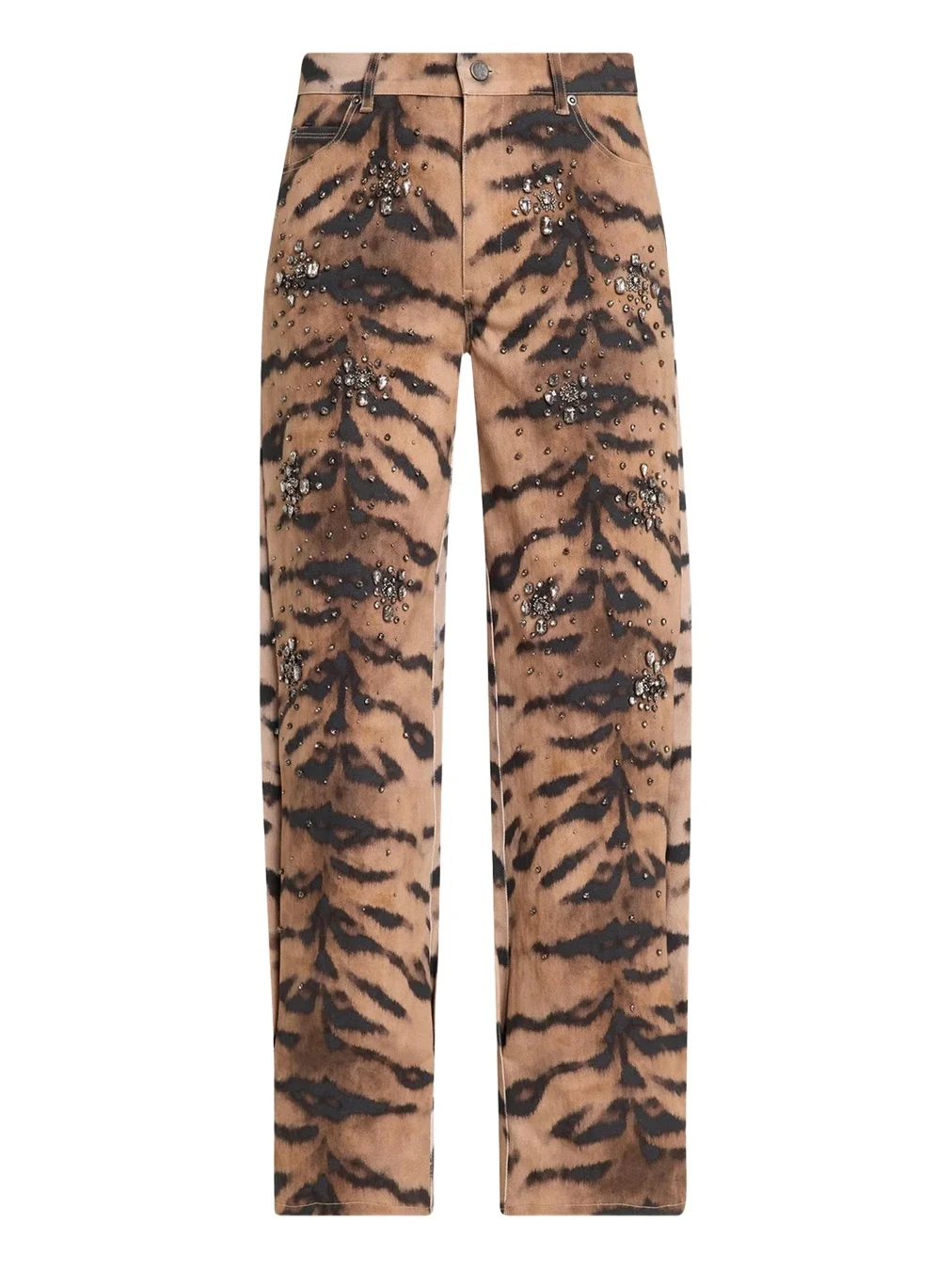 Kobi Halperin Kaeli Crystal Tiger-Print Denim Pants
