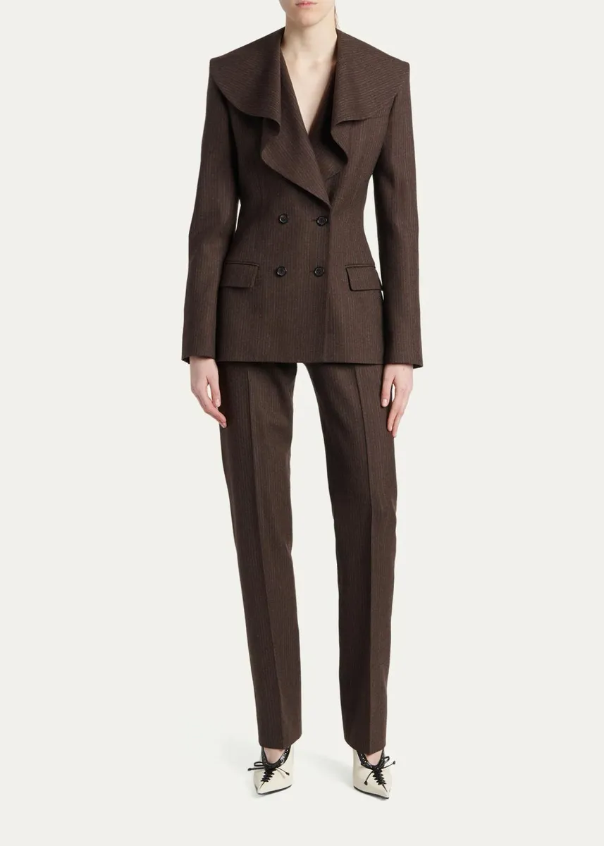 Alexander McQueen Striped Double-Breasted Wool Blazer | Thumbnail 2 Alexander McQueen Striped Double-Breasted Wool Blazer | Thumbnail 2