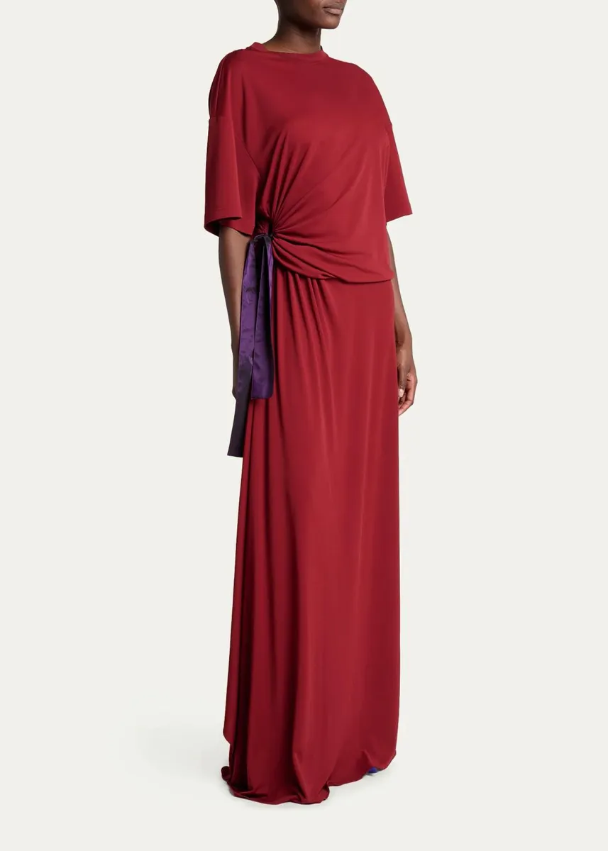 Balenciaga Gathered Blouson Maxi T-Shirt Dress | Thumbnail 4