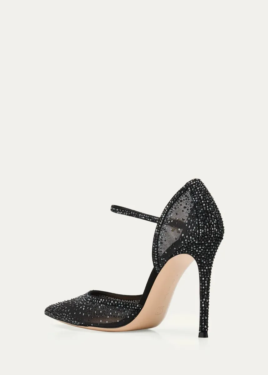Gianvito Rossi 95mm Embellished Organza d'Orsay Pumps | Thumbnail 4 Gianvito Rossi 95mm Embellished Organza d'Orsay Pumps | Thumbnail 4