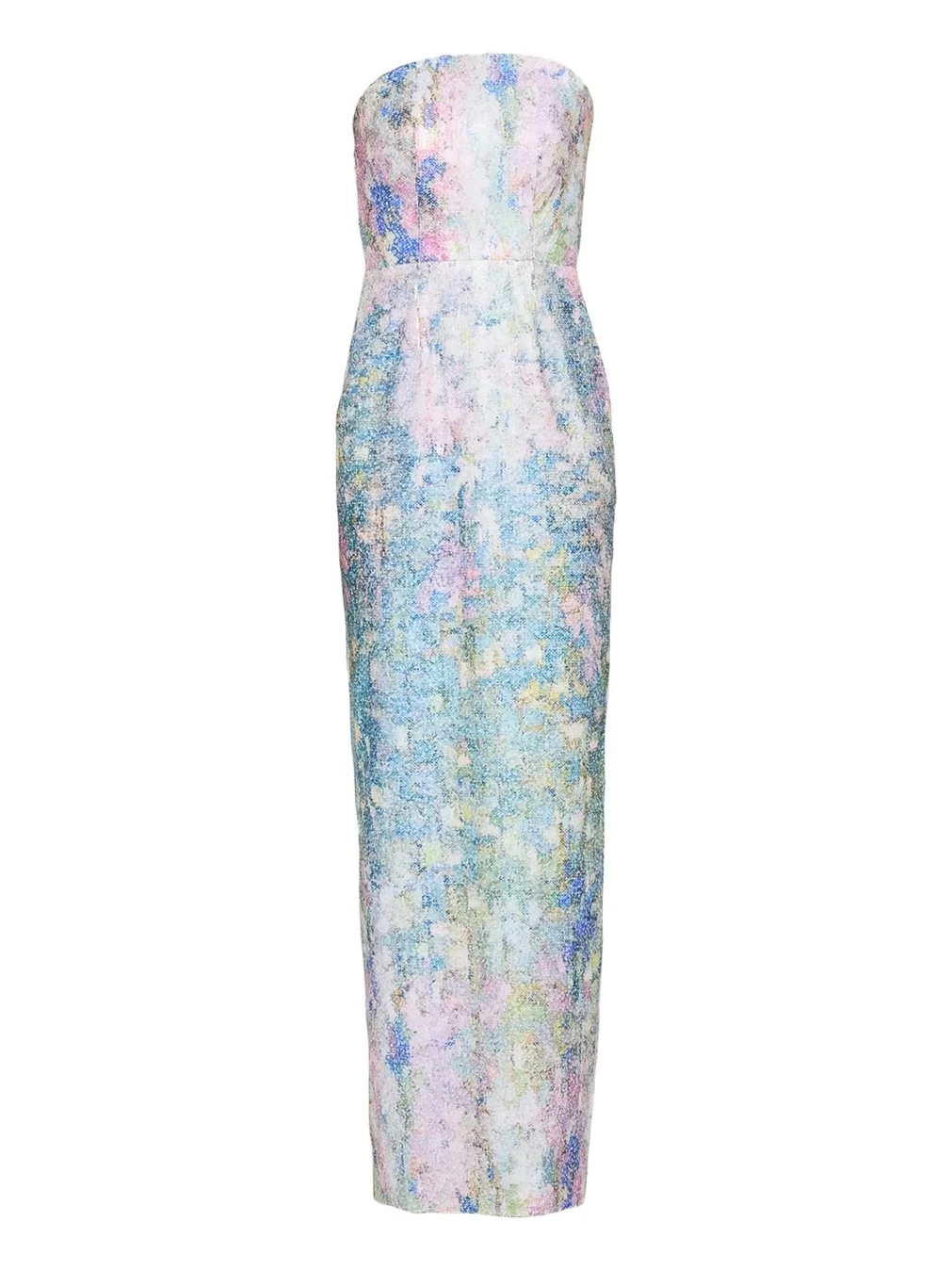 Strapless Printed Sequin Column Gown Strapless Printed Sequin Column Gown