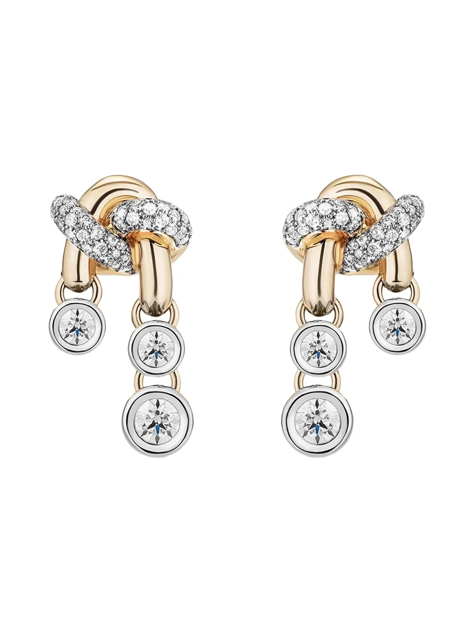 14K Diamond Tangled Dangle Earrings