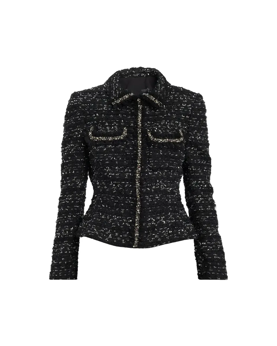 Rickie Freeman for Teri Jon Beaded Metallic Boucle Jacket | Thumbnail 2