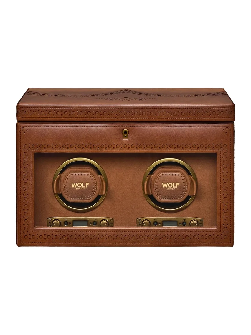 Brogue Double Watch Winder with Storage Brogue Double Watch Winder with Storage