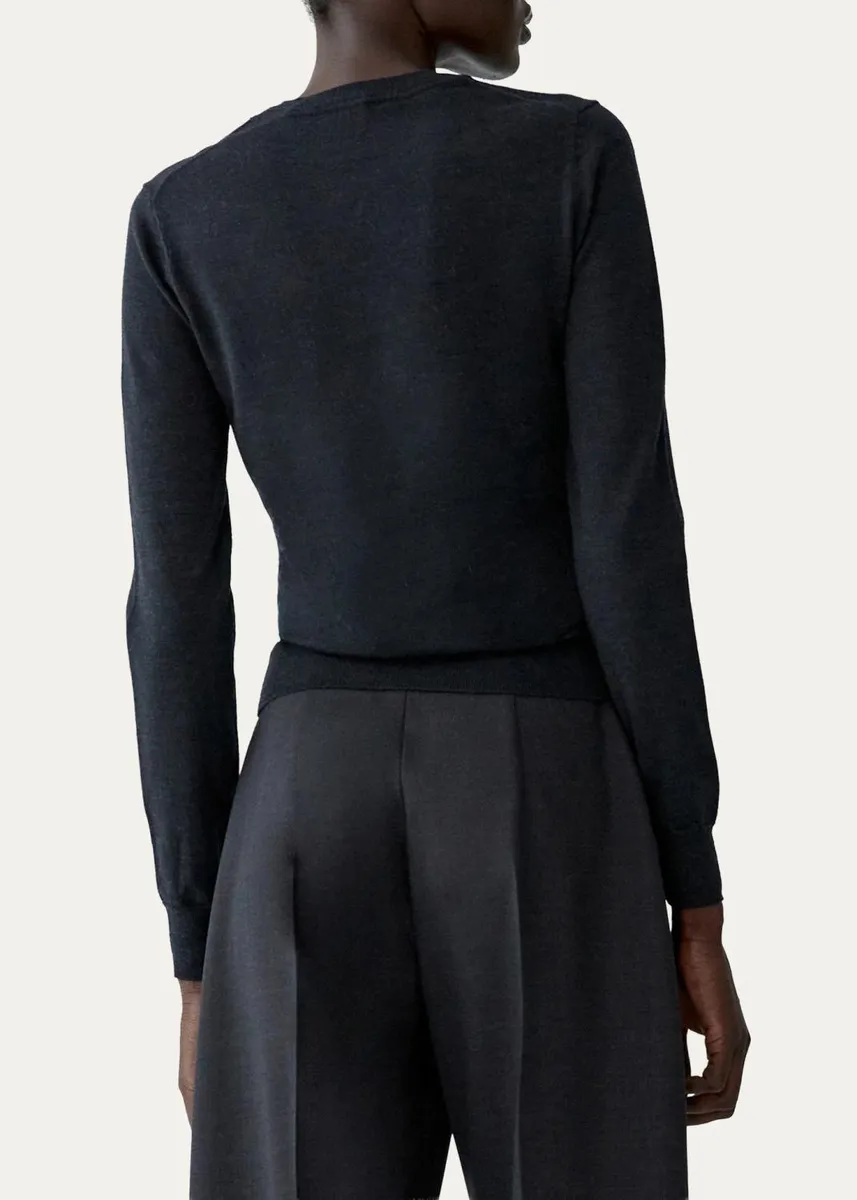 Carolina Herrera Floral Embroidered Crewneck Wool Sweater | Thumbnail 3