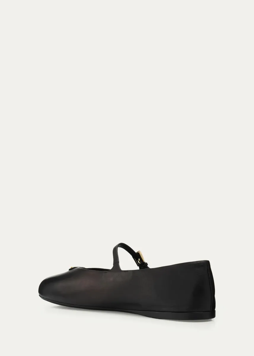 Prada Triangle Logo Leather Mary Jane Ballerina Flats | Thumbnail 4
