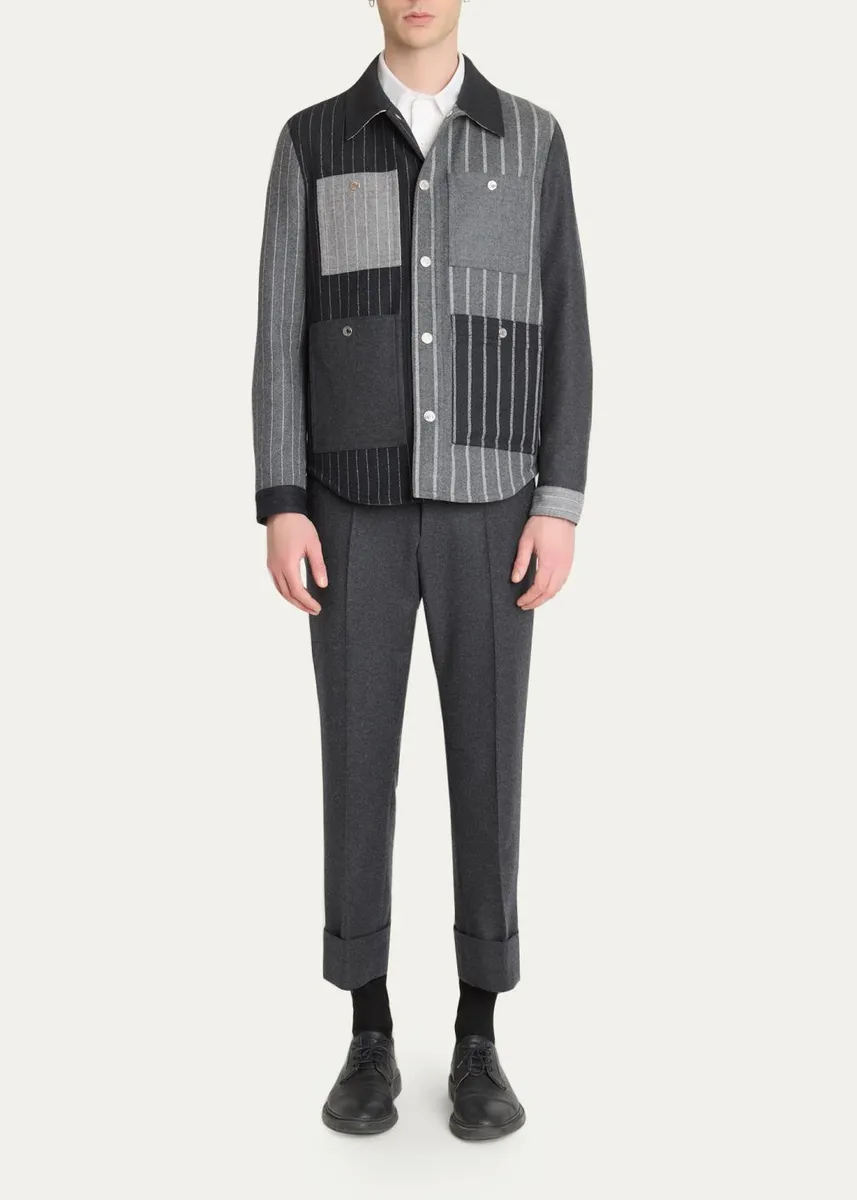Thom Browne Men's Funmix Utility Patch-Pocket Shirt Jacket | Thumbnail 2