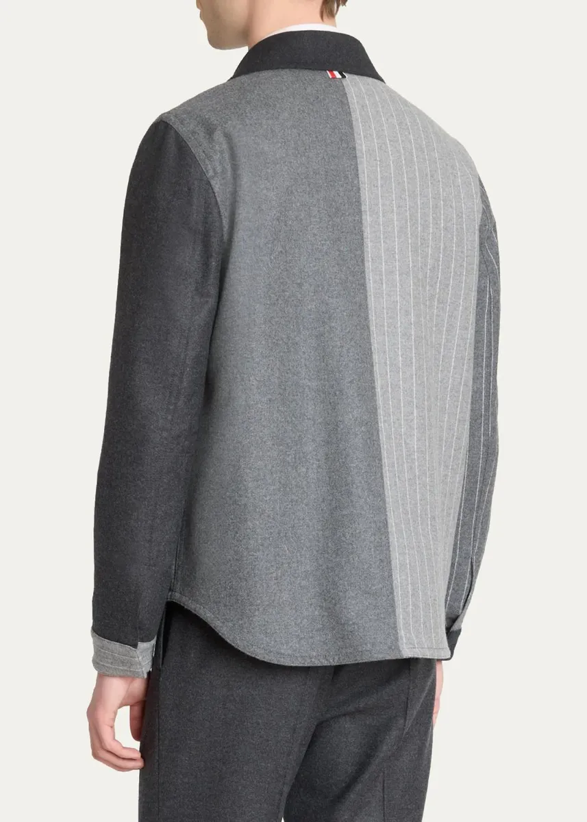 Thom Browne Men's Funmix Utility Patch-Pocket Shirt Jacket | Thumbnail 3