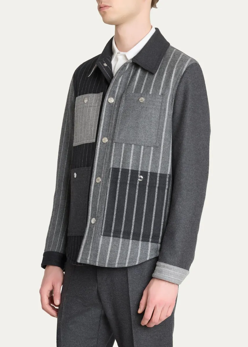 Thom Browne Men's Funmix Utility Patch-Pocket Shirt Jacket | Thumbnail 4