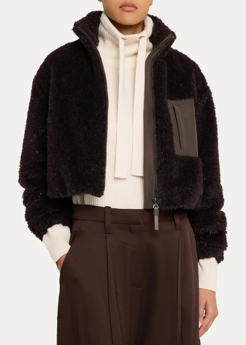 Brunello Cucinelli Sparkling Teddy Crop Jacket | Thumbnail 4