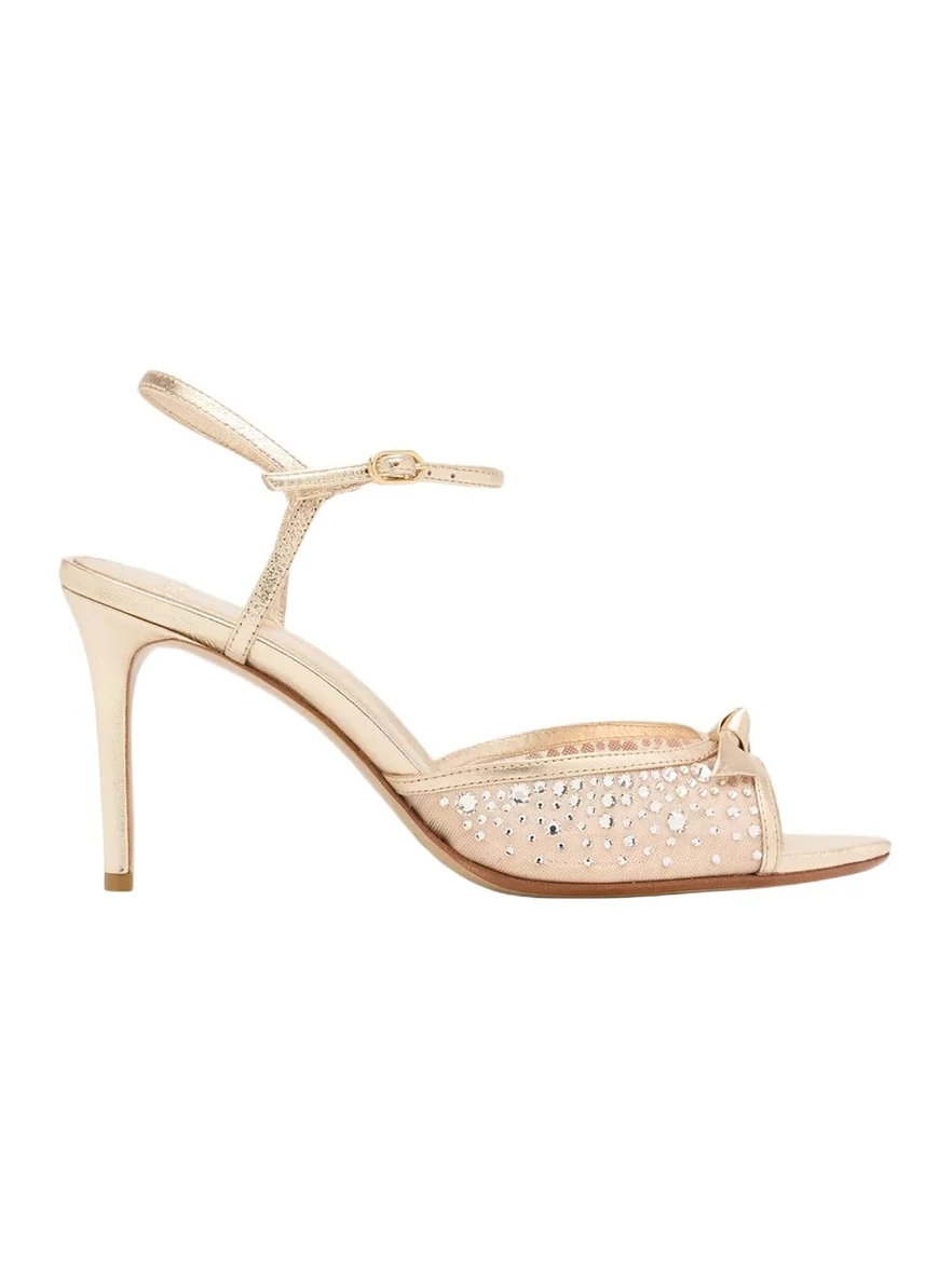 85mm Clarita Embellished Mesh and Metallic Leather Sandals