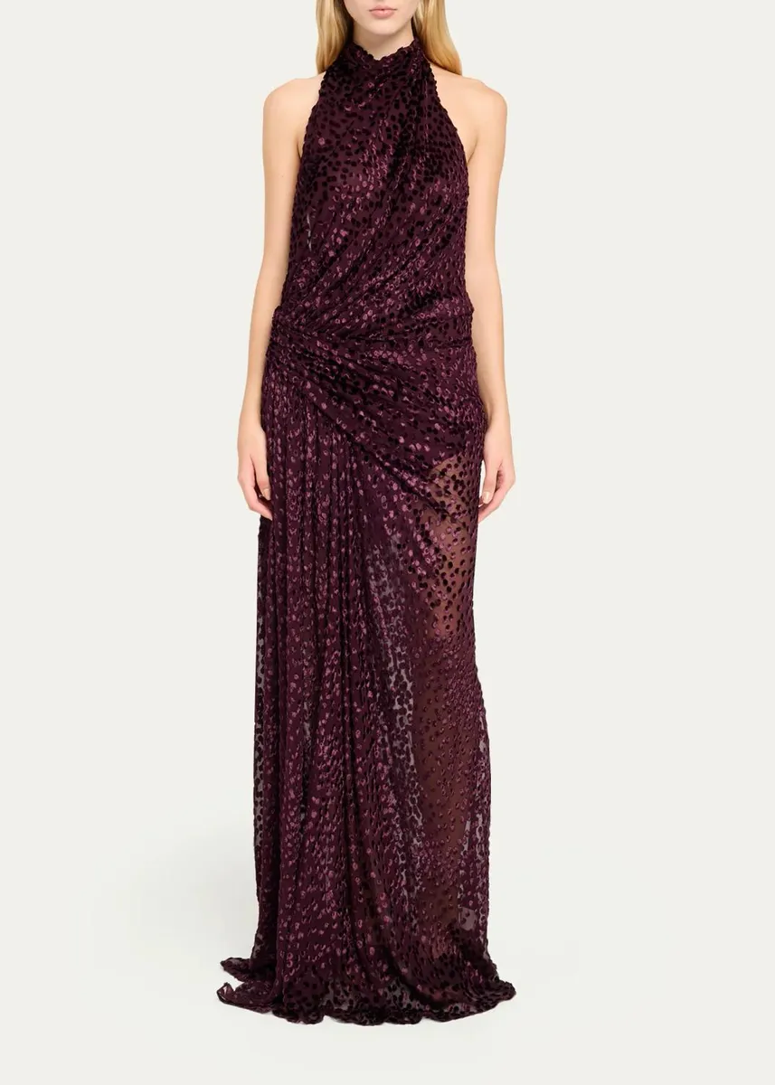 A.L.C. Paloma Burnout Silk-Blend Velvet Gown | Thumbnail 2