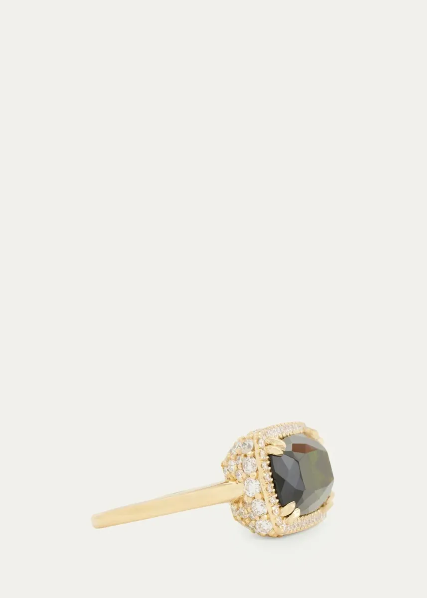 Jamie Wolf 18K Yellow Gold Green Tourmaline Statement Ring with Pave Diamonds | Thumbnail 3
