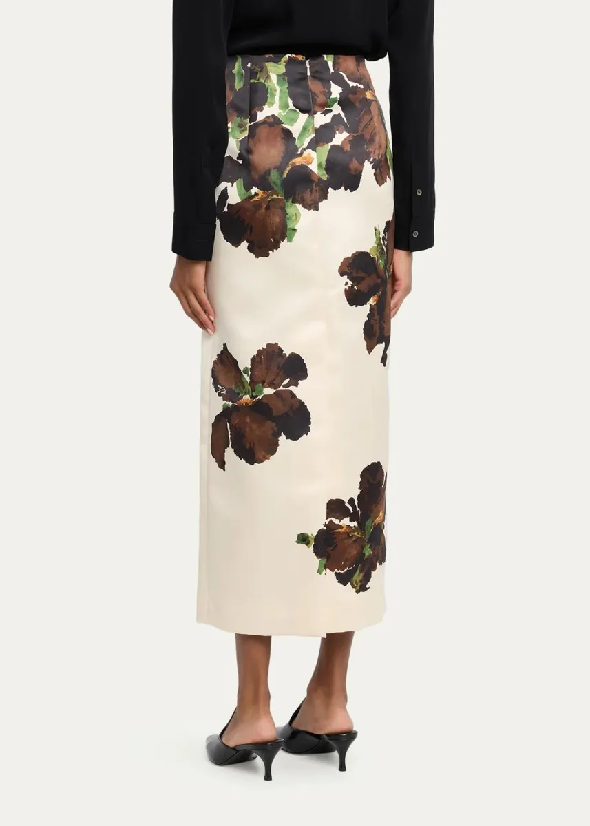 Oscar de la Renta Watercolor Iris Midi Skirt | Thumbnail 3 Oscar de la Renta Watercolor Iris Midi Skirt | Thumbnail 3