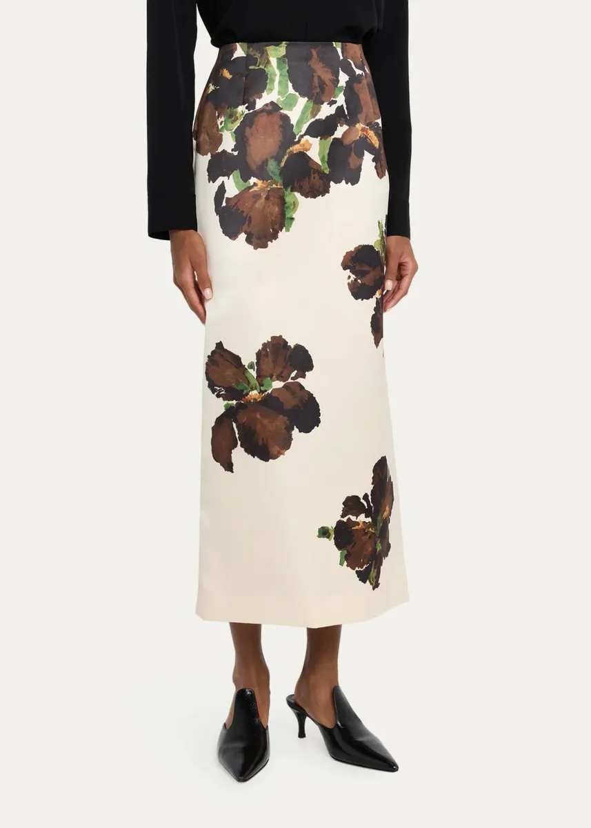 Oscar de la Renta Watercolor Iris Midi Skirt | Thumbnail 4 Oscar de la Renta Watercolor Iris Midi Skirt | Thumbnail 4