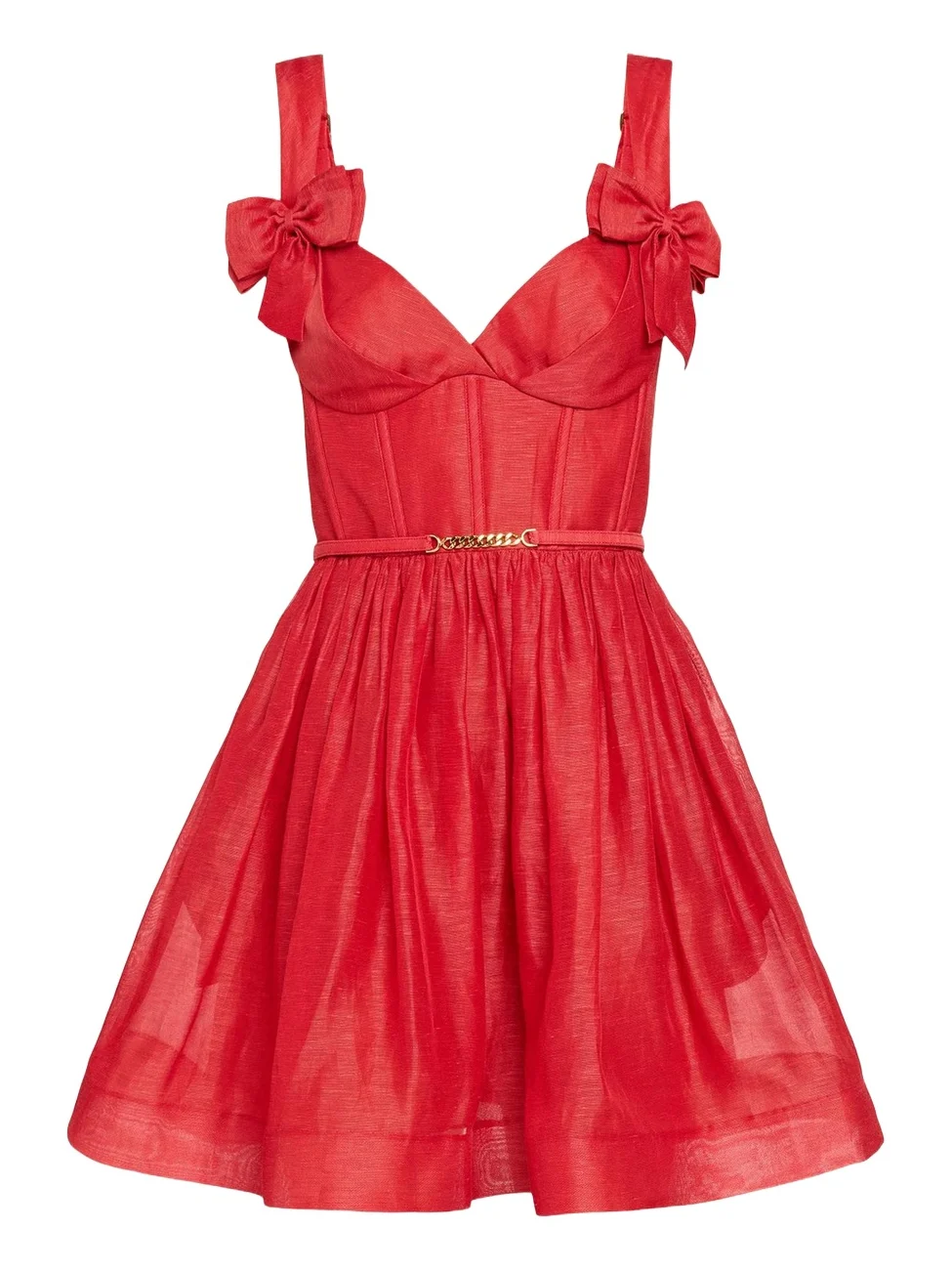 Clash Print Bow Mini Dress