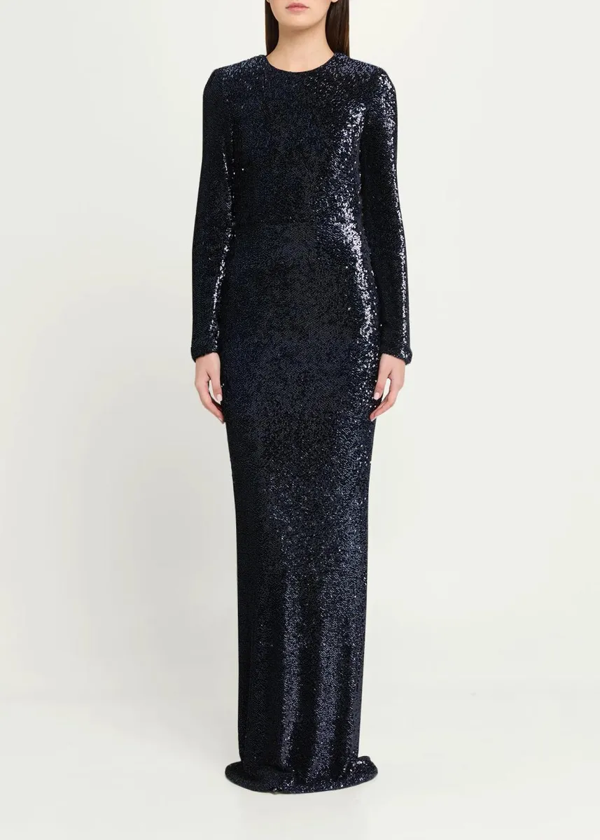 Rebecca Vallance Cambridge Long-Sleeve Sequin Column Gown | Thumbnail 2