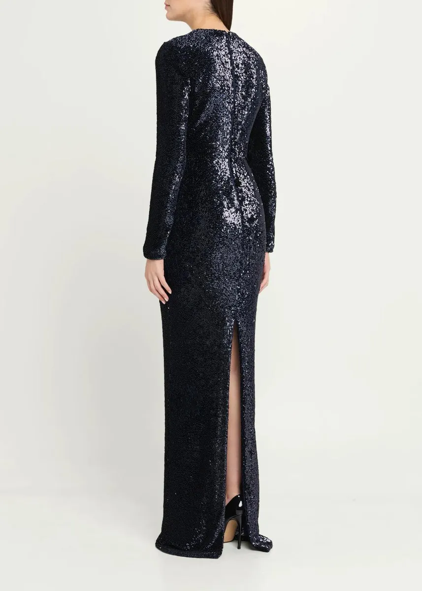 Rebecca Vallance Cambridge Long-Sleeve Sequin Column Gown | Thumbnail 3