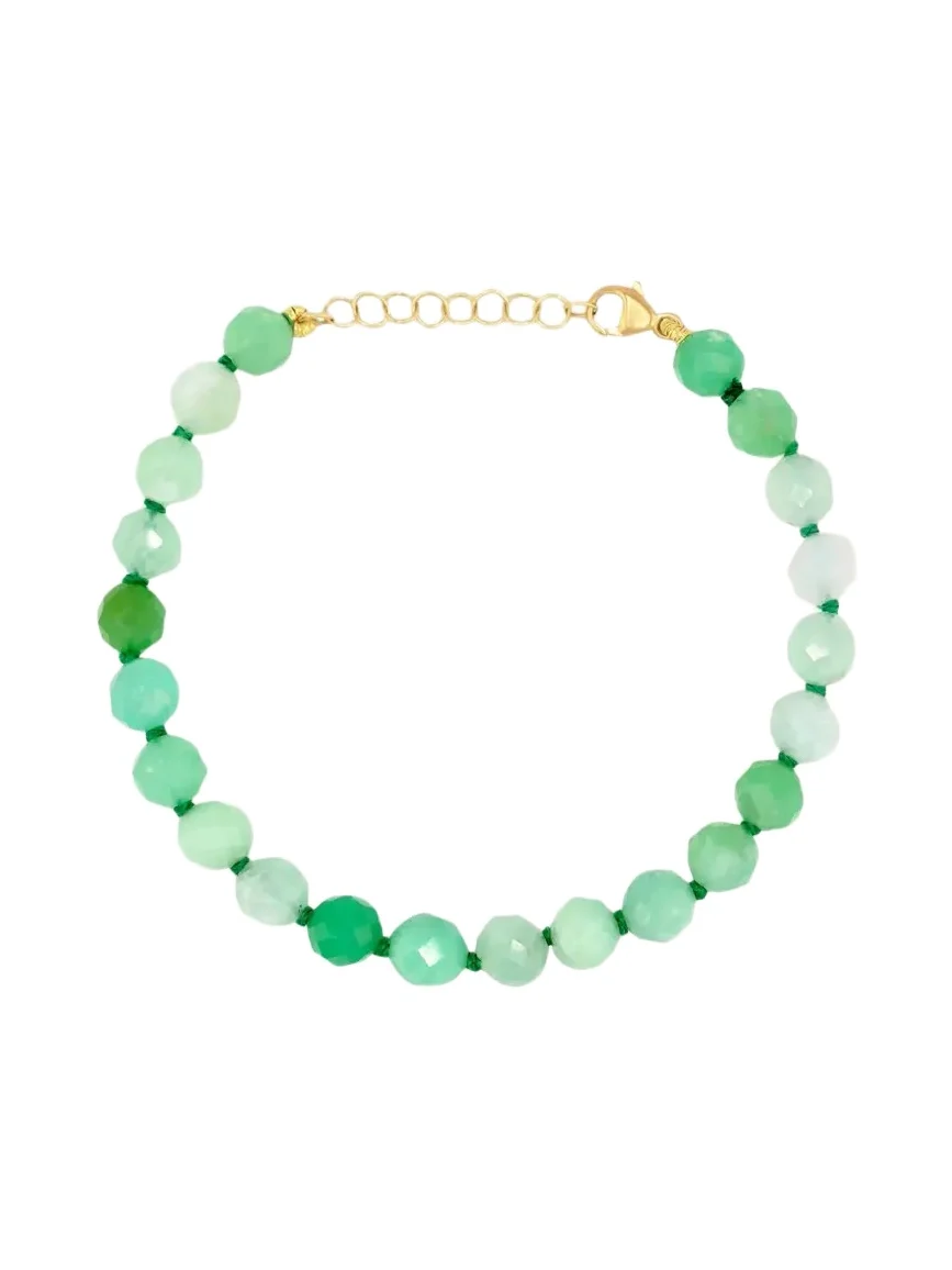 14K Yellow Gold & Chrysoprase Jumbo Beaded Bracelet
