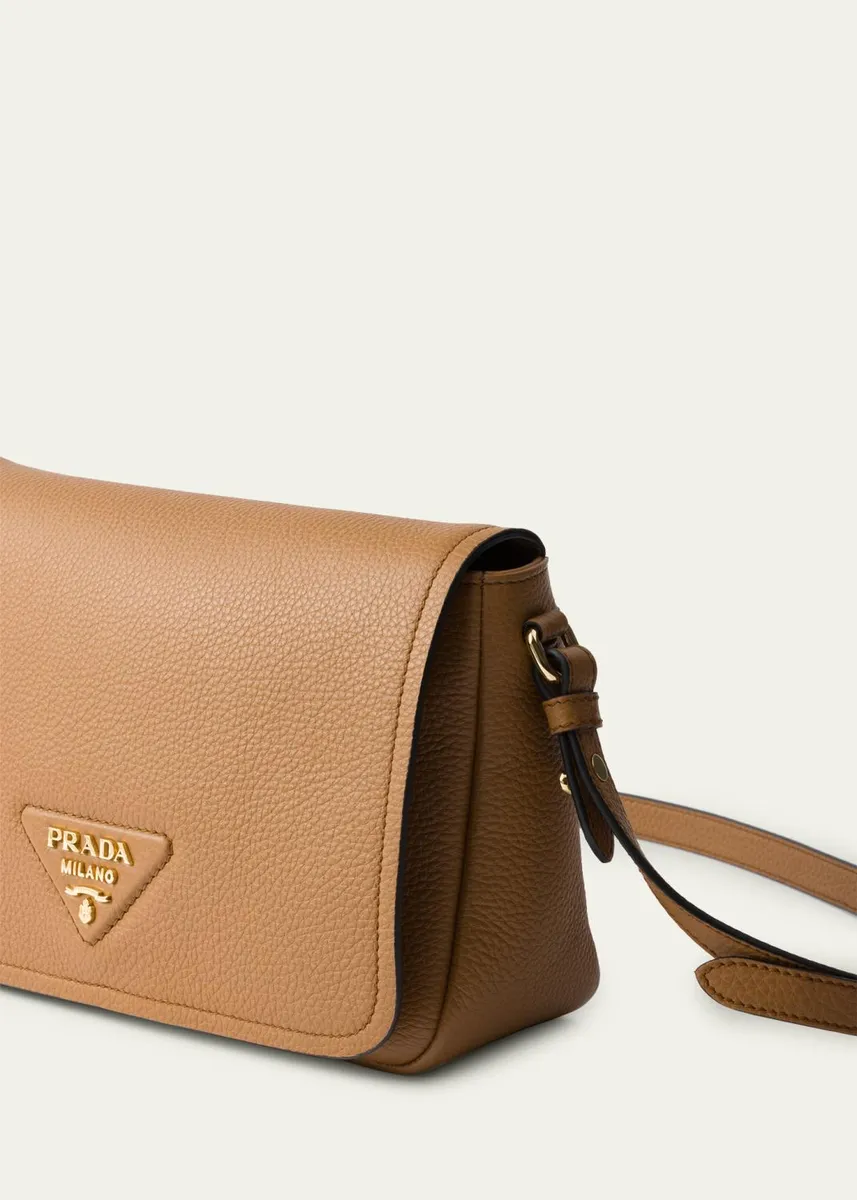 Prada Daino Flap Soft Leather Crossbody Bag | Thumbnail 4