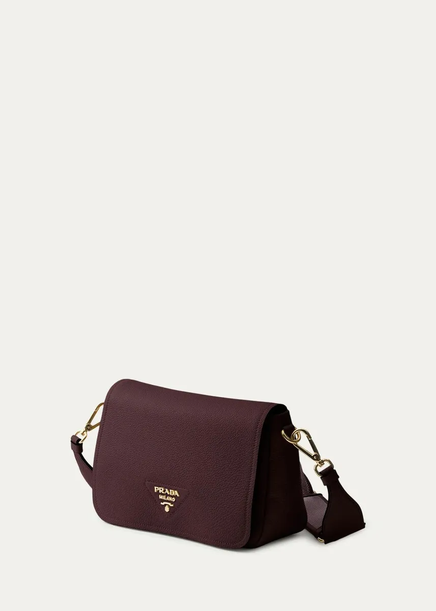 Prada Daino Flap Soft Leather Crossbody Bag | Thumbnail 5