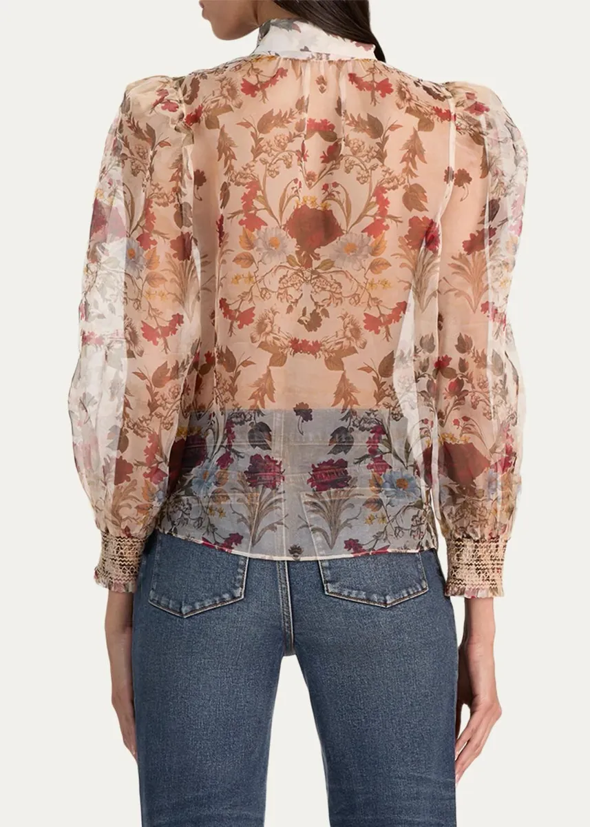 Alice + Olivia Brentley Floral Tie-Neck Blouse | Thumbnail 3 Alice + Olivia Brentley Floral Tie-Neck Blouse | Thumbnail 3