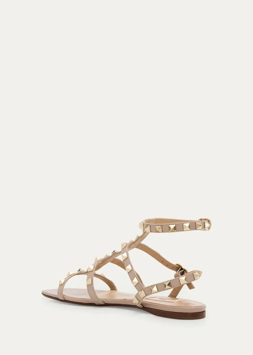 Valentino Garavani Rockstud Leather Flat Ankle-Strap Sandals | Thumbnail 2 Valentino Garavani Rockstud Leather Flat Ankle-Strap Sandals | Thumbnail 2