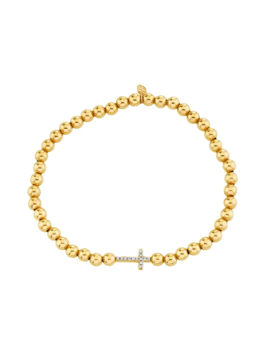Sydney Evan 14K Diamond Pave Cross Stretch Bracelet