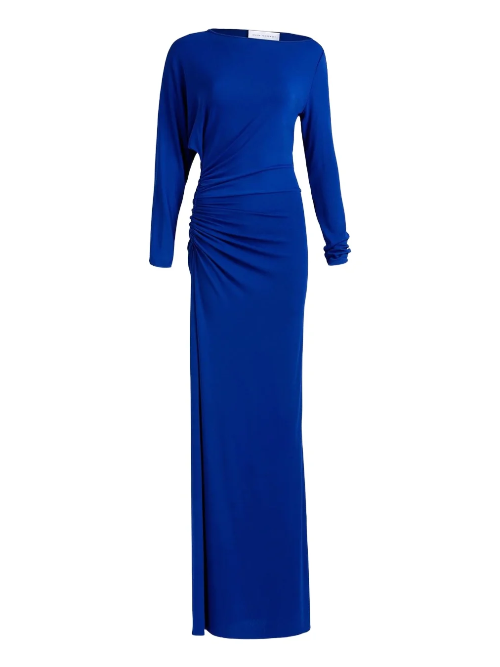 Laken Ruched Jersey Asymmetric Long-Sleeve Maxi Dress Laken Ruched Jersey Asymmetric Long-Sleeve Maxi Dress