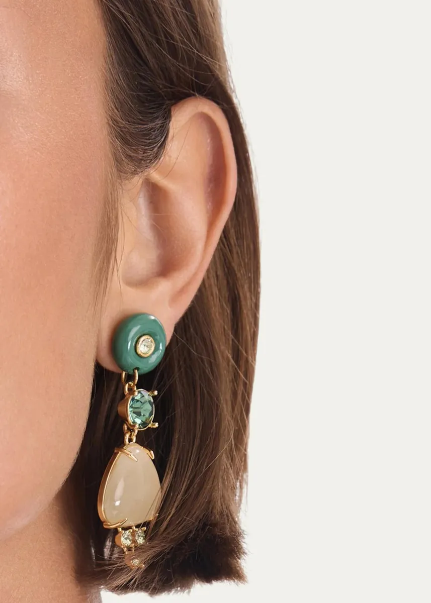 Oscar de la Renta Cabochon Drop Crystal Earrings | Thumbnail 2