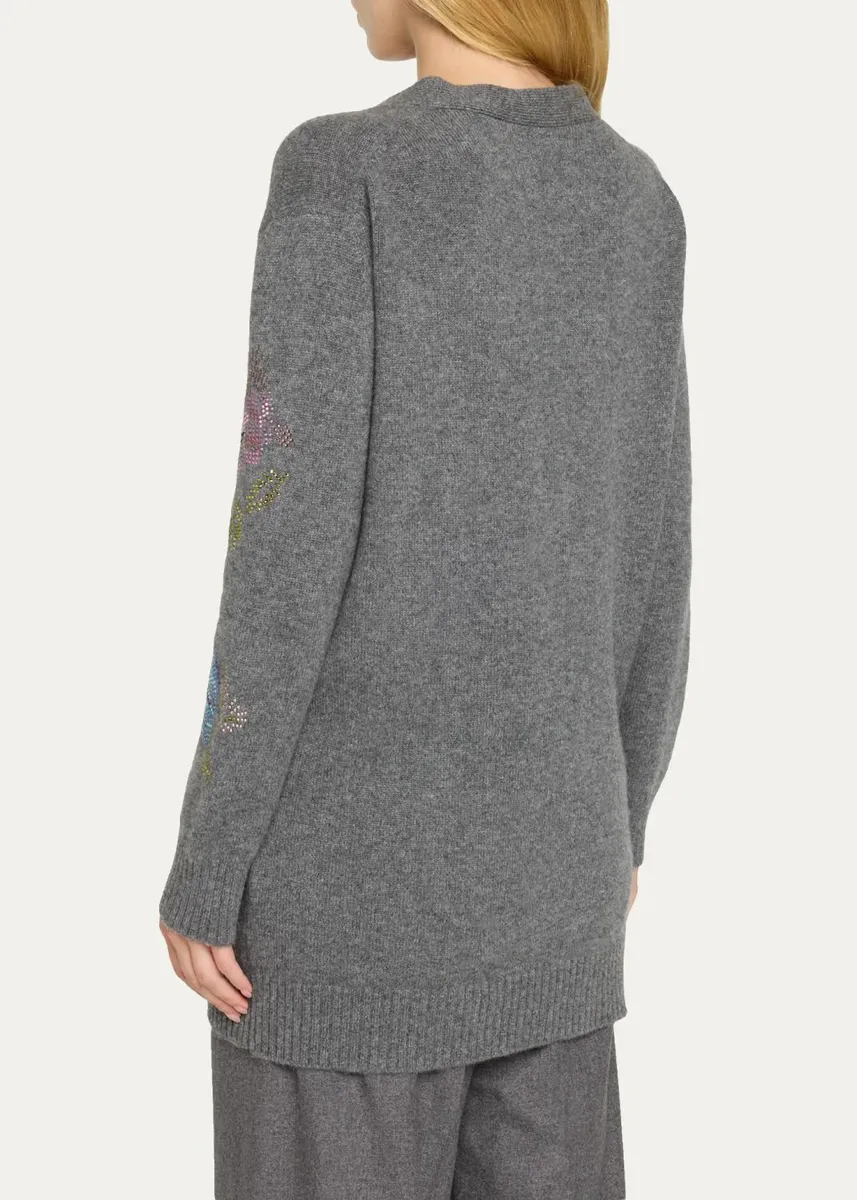 Libertine Mosaic Floral Embellished Cashmere V-Neck Cardigan | Thumbnail 3 Libertine Mosaic Floral Embellished Cashmere V-Neck Cardigan | Thumbnail 3