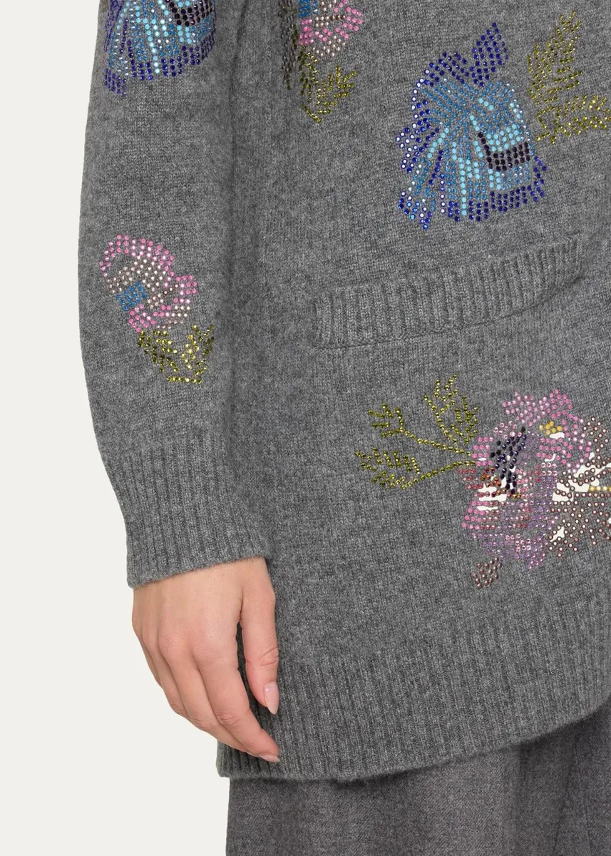 Libertine Mosaic Floral Embellished Cashmere V-Neck Cardigan | Thumbnail 5 Libertine Mosaic Floral Embellished Cashmere V-Neck Cardigan | Thumbnail 5