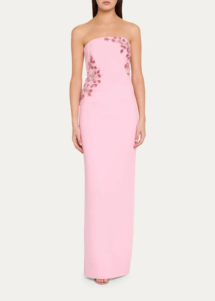 Rebecca Vallance Fresa Embellished-Trim Crepe Column Gown | Thumbnail 2 Rebecca Vallance Fresa Embellished-Trim Crepe Column Gown | Thumbnail 2