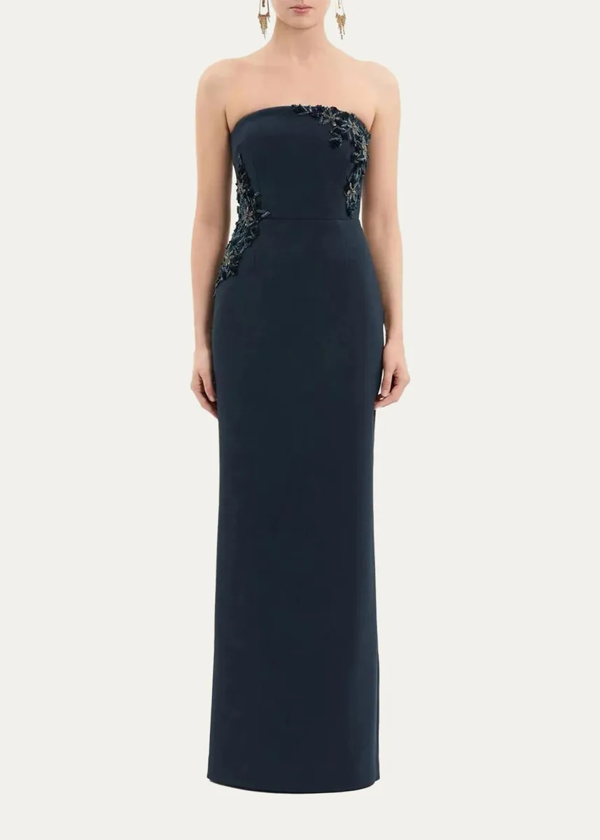 Rebecca Vallance Fresa Embellished-Trim Crepe Column Gown | Thumbnail 6 Rebecca Vallance Fresa Embellished-Trim Crepe Column Gown | Thumbnail 6