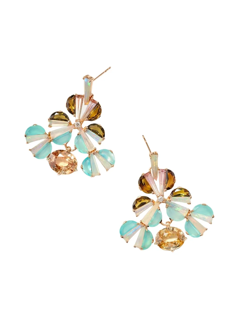 NAK ARMSTRONG 20K Rose Gold Empire Earrings with Half Moon Gemstones