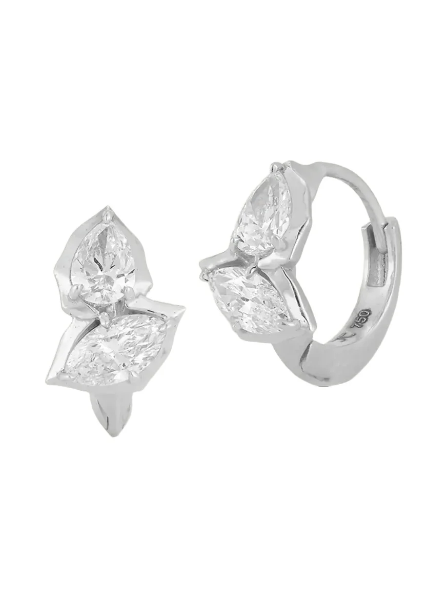 Jade Trau Poppy Platinum & 0.80 TCW Diamond Huggie Earrings