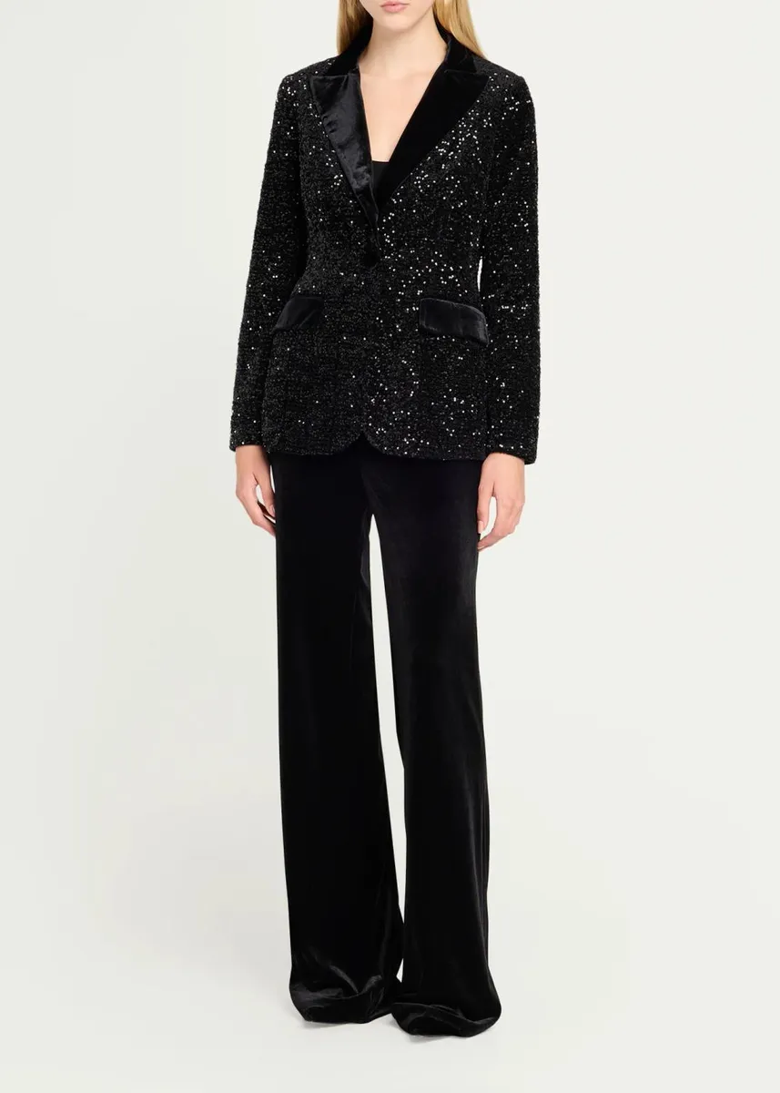 Rickie Freeman for Teri Jon Satin-Trim Sequin Blazer | Thumbnail 2 Rickie Freeman for Teri Jon Satin-Trim Sequin Blazer | Thumbnail 2