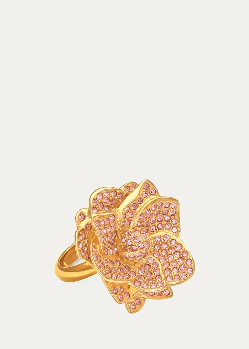 Oscar de la Renta Crystal Pave Gardenia Ring | Thumbnail 3 Oscar de la Renta Crystal Pave Gardenia Ring | Thumbnail 3