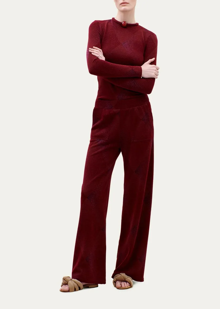Silvia Tcherassi Lalia Metallic Diamond Velvet Long-Sleeve T-Shirt | Thumbnail 2 Silvia Tcherassi Lalia Metallic Diamond Velvet Long-Sleeve T-Shirt | Thumbnail 2