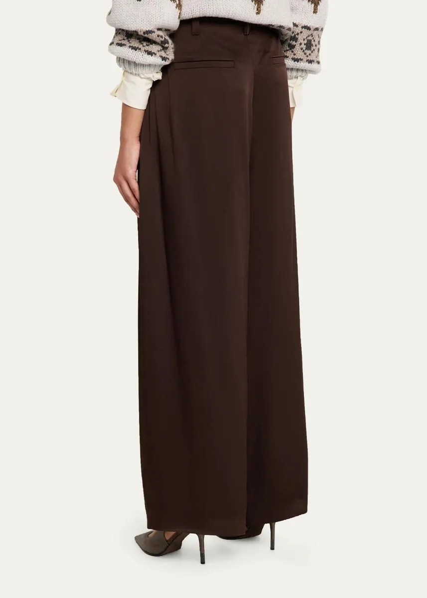 Brunello Cucinelli Fluid Silk Satin Pleated Soft Barrel-Leg Pants | Thumbnail 3 Brunello Cucinelli Fluid Silk Satin Pleated Soft Barrel-Leg Pants | Thumbnail 3