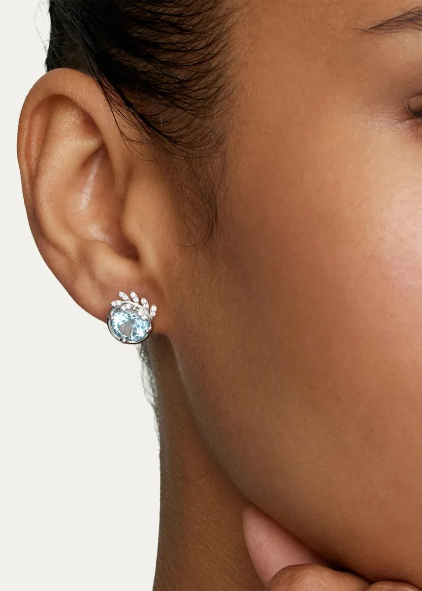 Jamie Wolf 18K White Gold Diamond Vine Sky Blue Topaz Stud Earrings | Thumbnail 2