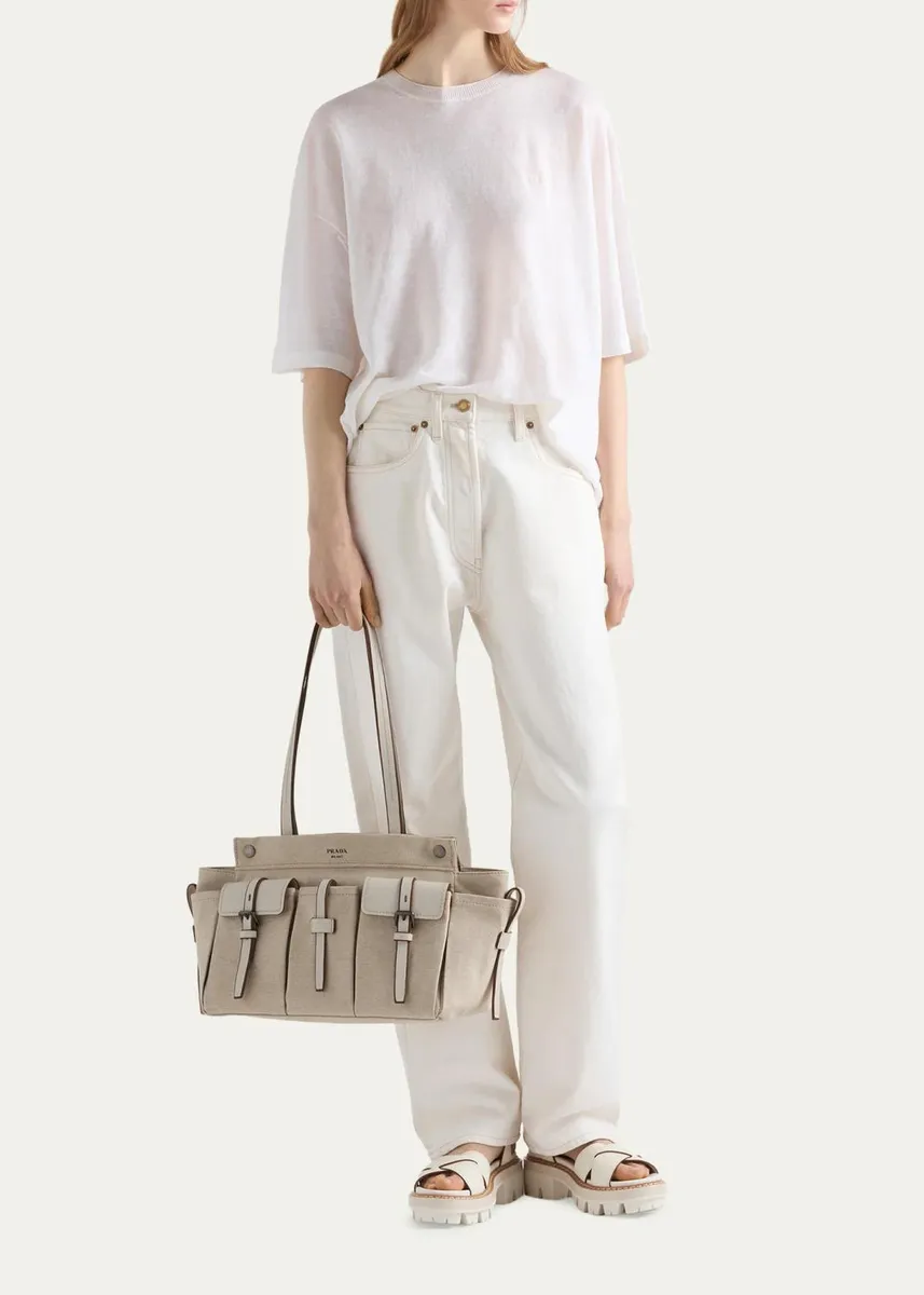 Prada Cotton Canvas Shoulder Bag | Thumbnail 4 Prada Cotton Canvas Shoulder Bag | Thumbnail 4