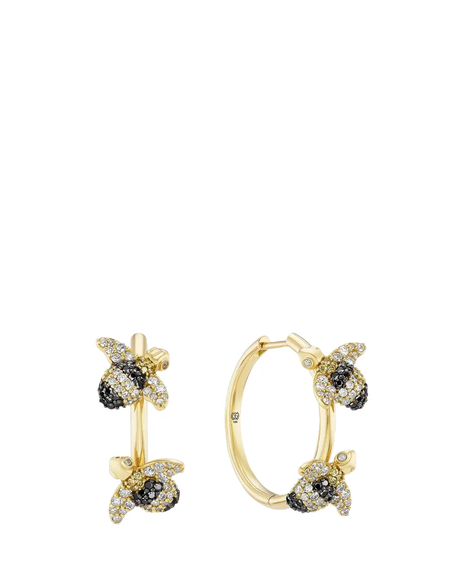 GRACE WINFREY 18K Multi-Diamond Pave Bee Hoop Earrings | Thumbnail 2