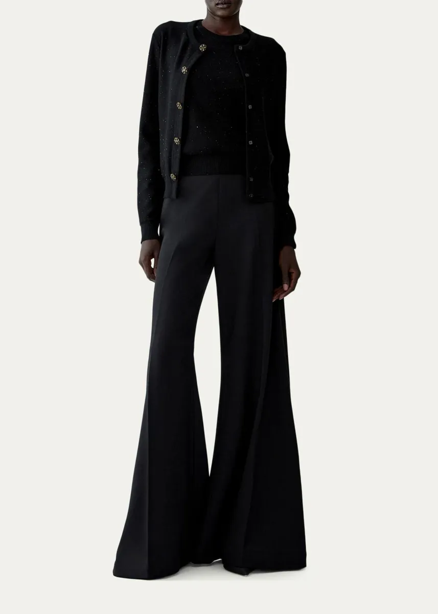 Carolina Herrera Embellished-Buttons Paillette Wool Crewneck Cardigan | Thumbnail 2 Carolina Herrera Embellished-Buttons Paillette Wool Crewneck Cardigan | Thumbnail 2