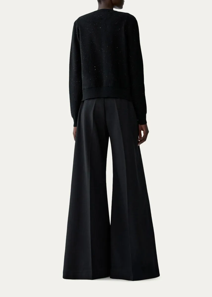 Carolina Herrera Embellished-Buttons Paillette Wool Crewneck Cardigan | Thumbnail 3 Carolina Herrera Embellished-Buttons Paillette Wool Crewneck Cardigan | Thumbnail 3