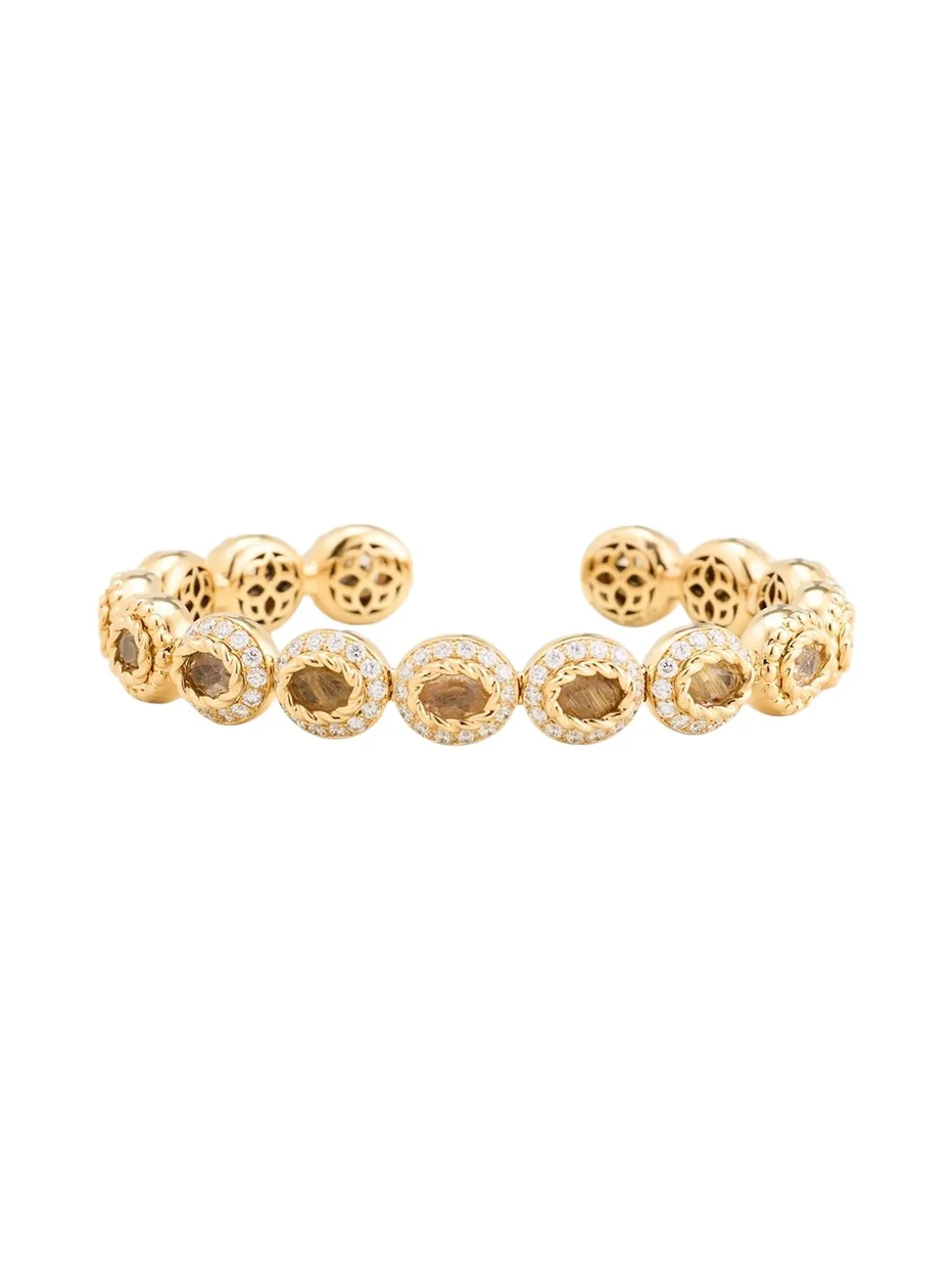 Mellerio 18K Yellow Gold Baby Queen Bracelet with Quartz and Diamonds