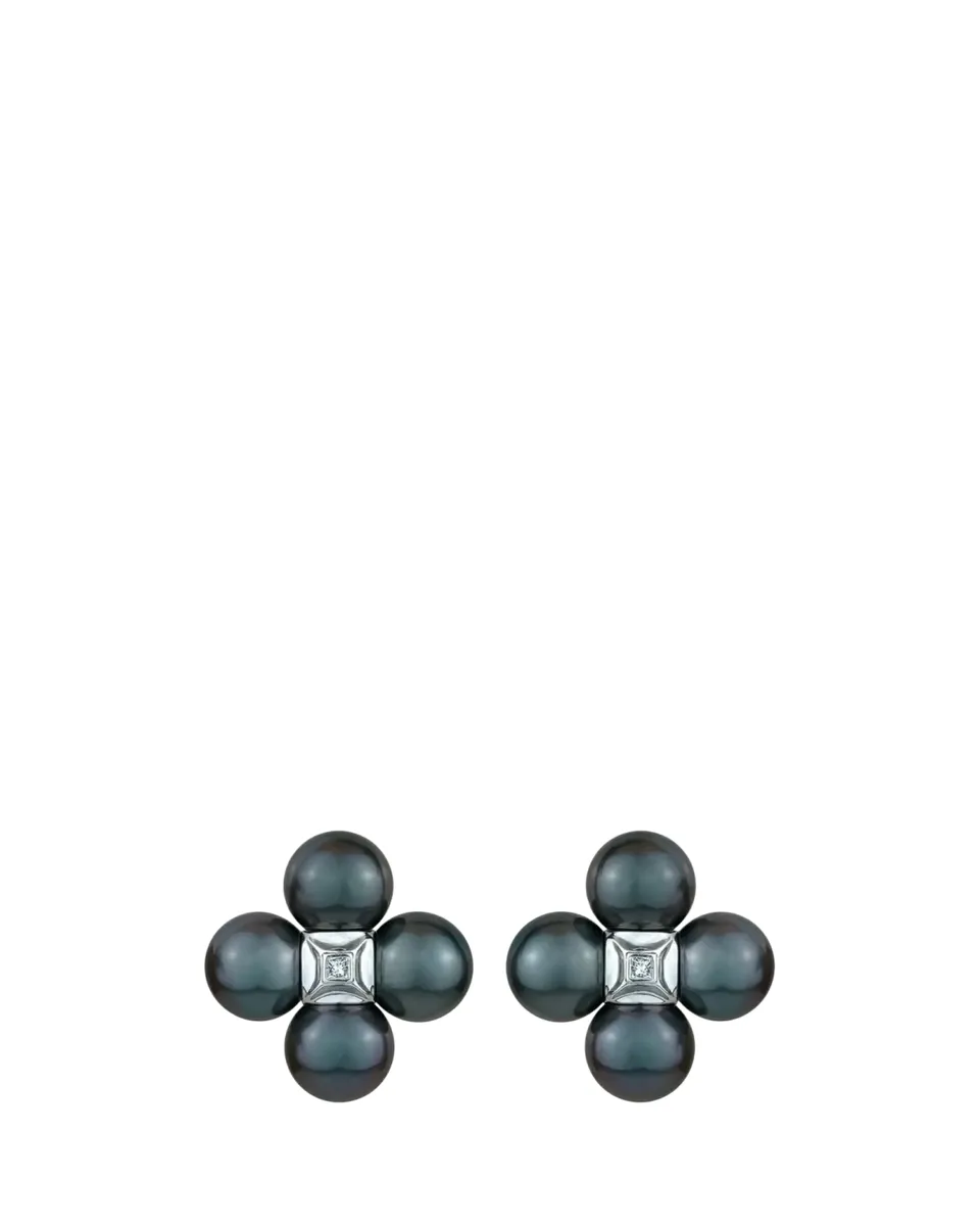 Paul Morelli 18K White Gold Tahitian Pearl and Diamond Sequence Earrings | Thumbnail 2 Paul Morelli 18K White Gold Tahitian Pearl and Diamond Sequence Earrings | Thumbnail 2