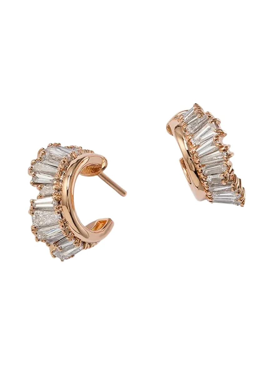 Petite Ruched 20K Rose Gold & 2.52 TCW Diamond Hoop Earrings Petite Ruched 20K Rose Gold & 2.52 TCW Diamond Hoop Earrings