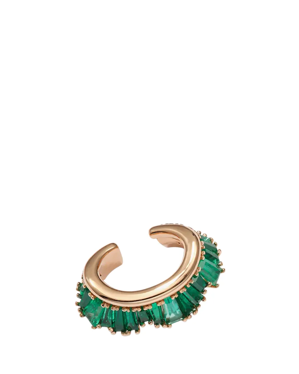 NAK ARMSTRONG 20K Recycled Rose Gold Ruched Ear Cuff with Emeralds, Single | Thumbnail 2 NAK ARMSTRONG 20K Recycled Rose Gold Ruched Ear Cuff with Emeralds, Single | Thumbnail 2